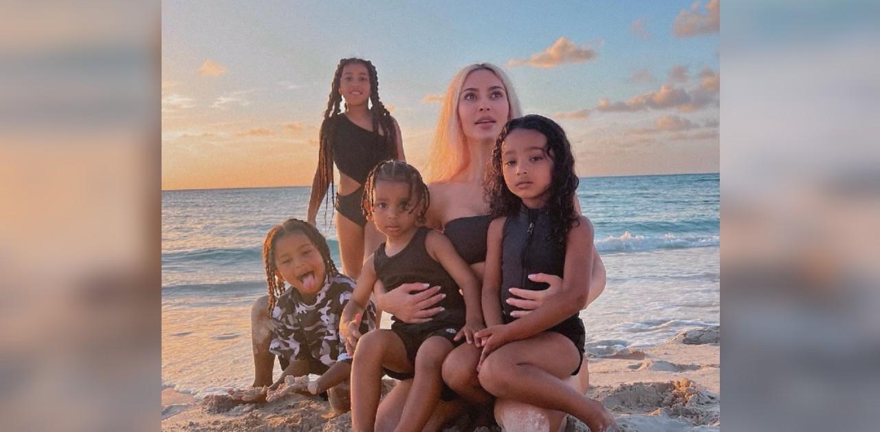 Kim Kardashian in Matching Christmas Pajamas with Kids, Nieces: Photo