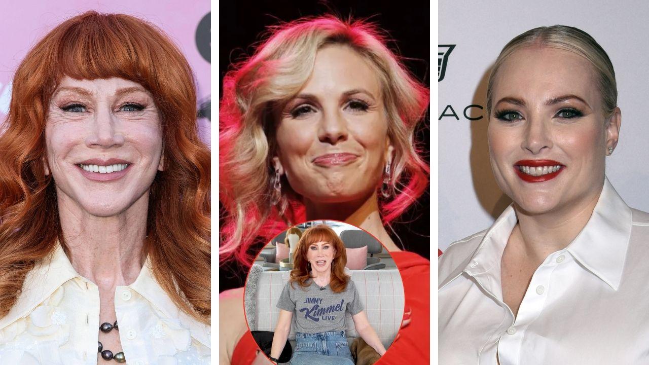 split photo of Kathy Griffin, Elisabeth Hasselbeck, & Meghan McCain