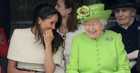 meghan markle makes the queen smile first joint appearance pp