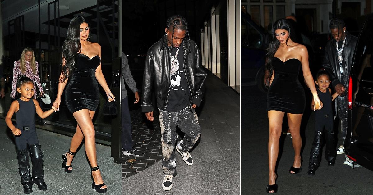 Kylie Jenner: Black Quilted Dress, Clear Mules