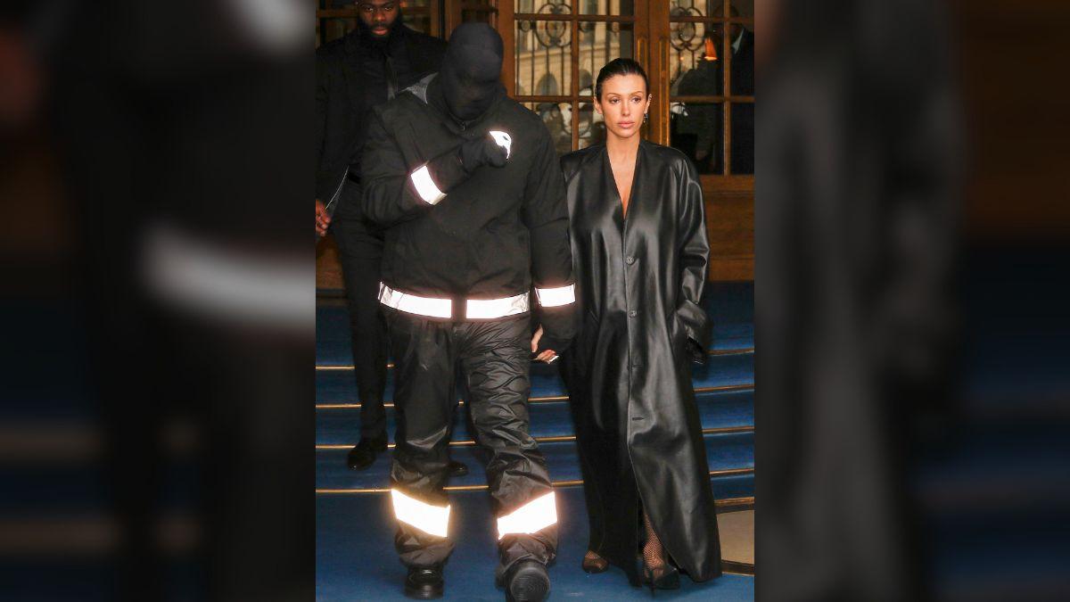Photo of Bianca Censori wore a skin-tight, all-latex bodysuit for Kanye West's birthday festivities.