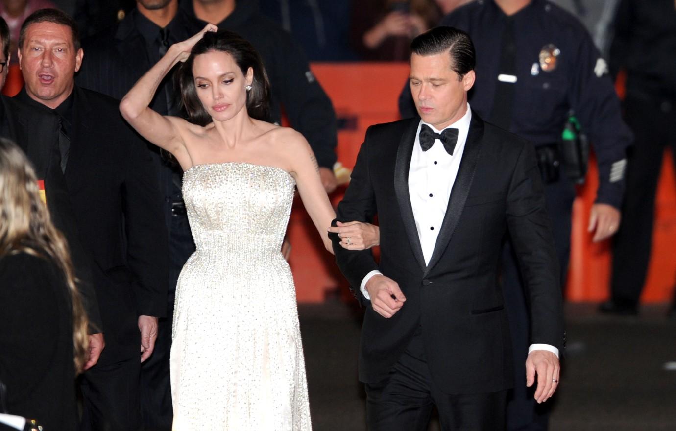 photos of angelina jolie brusies brad pitt fight video