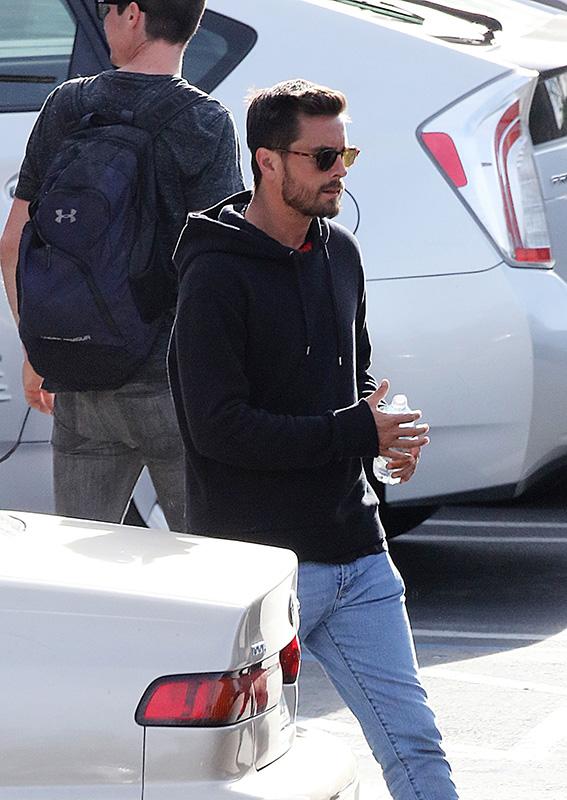 Scott Disick leaves the studio after filming for the KUWTK 10 year anniversary