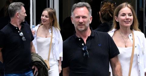 Two photos of Geri Halliwell and Christian Horner