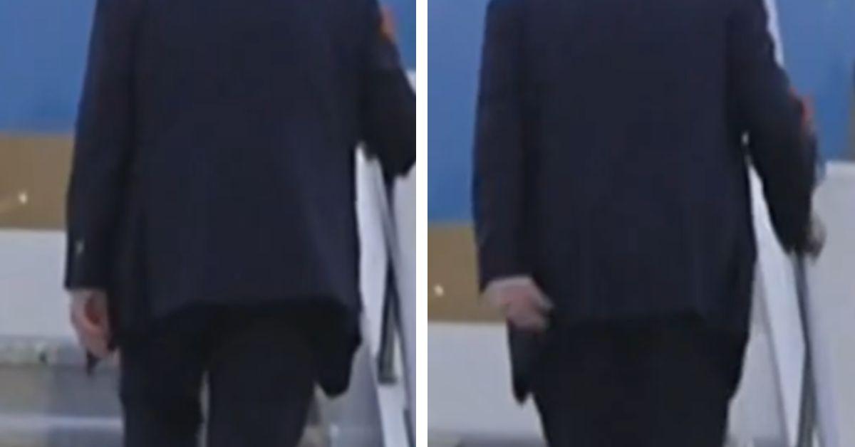 image of Donald Trump sparked new online discussion after a video appeared to show his left hand twitch while he boarded Air Force One.