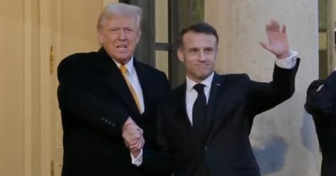 Photo of Donald Trump and Emmanuel Macron. and