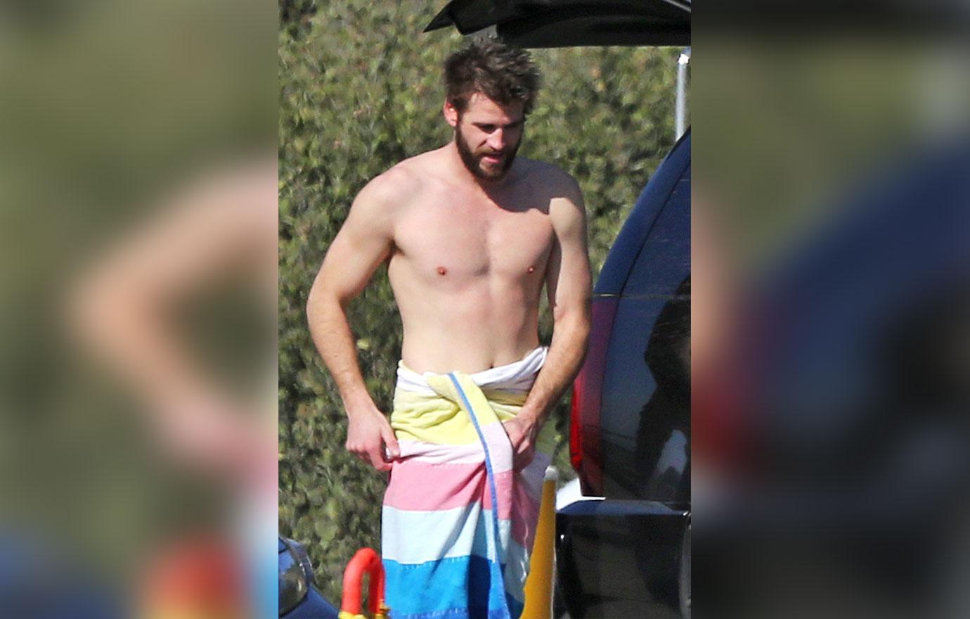 Liam Hemsworth Shirtless Abs Chest Surfing