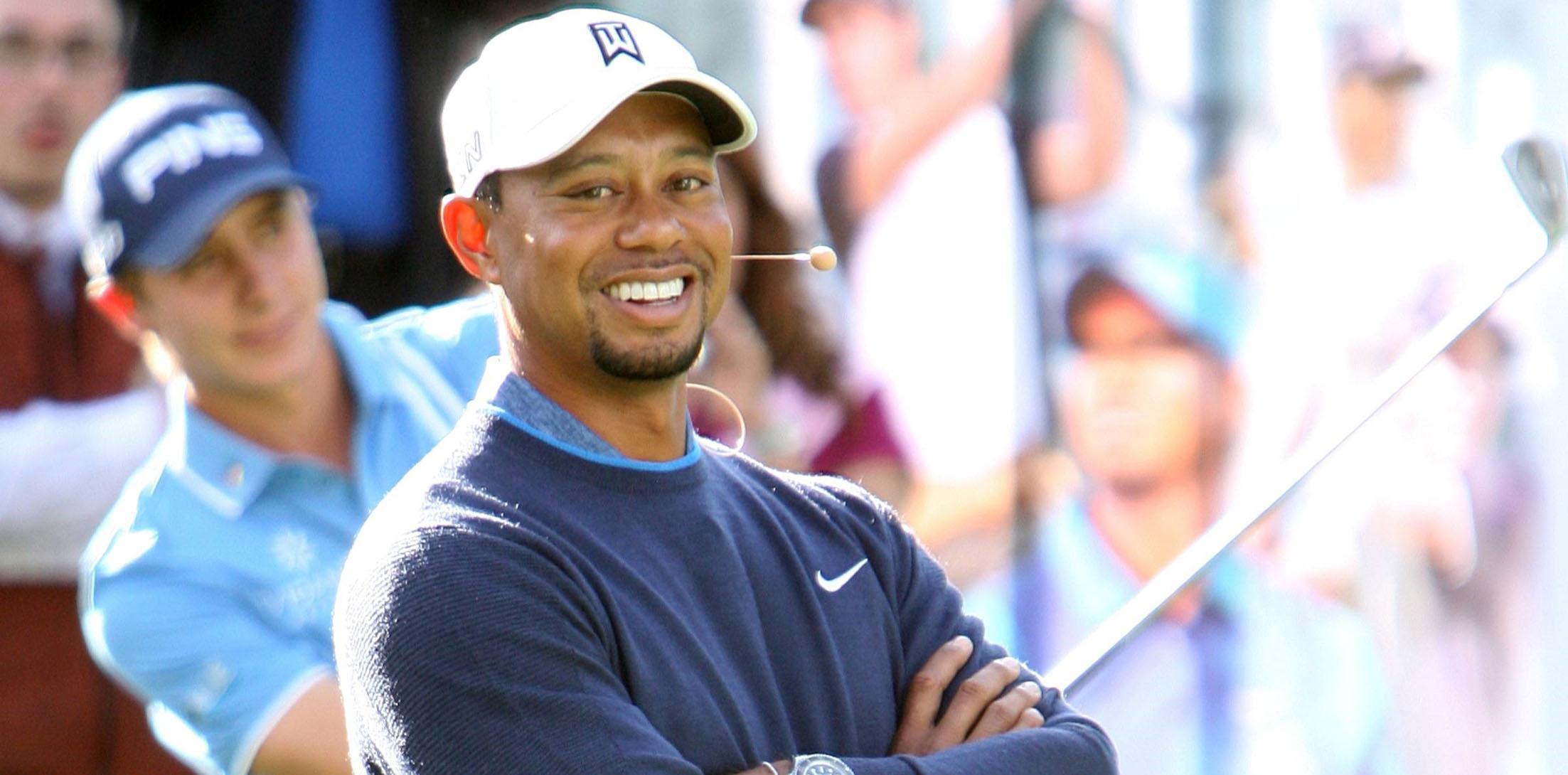 Tiger Woods during a golf clinic to promote