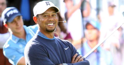 Tiger Woods during a golf clinic to promote
