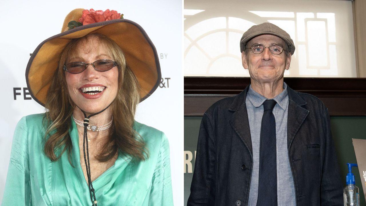 Split photo of Carly Simon & James Taylor