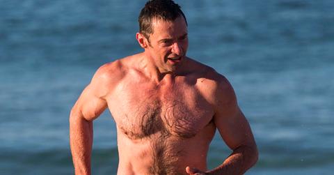 Hugh Jackman enjoys a swim in the ocean at Bondi Beach in Sydney, Australia.
