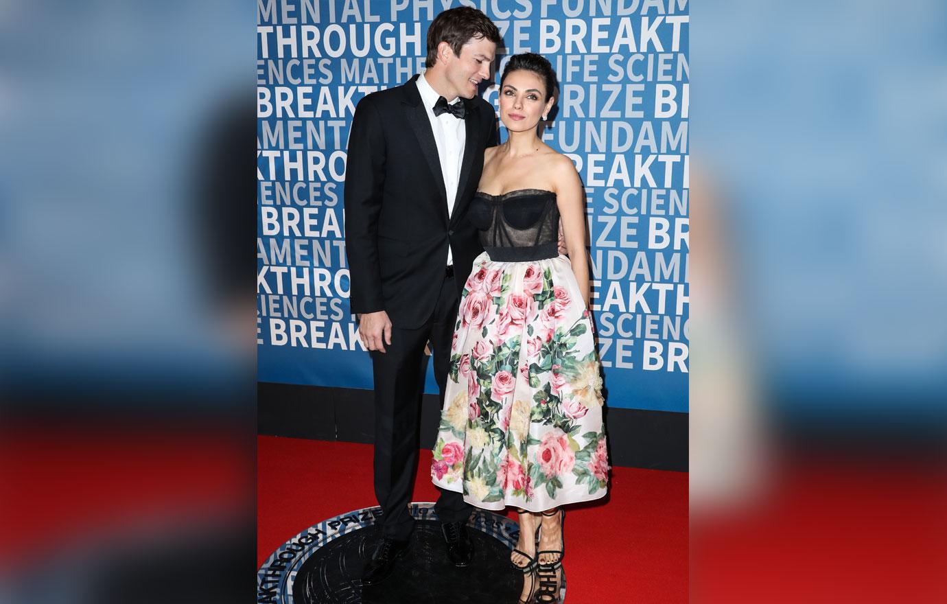 Ashton Kutcher and wife Mila Kunis arrive at the 2018 Breakthrough Prize Ceremony