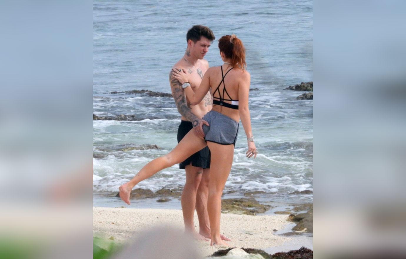 bella thorne yoga exercise boyfriend beach mexico