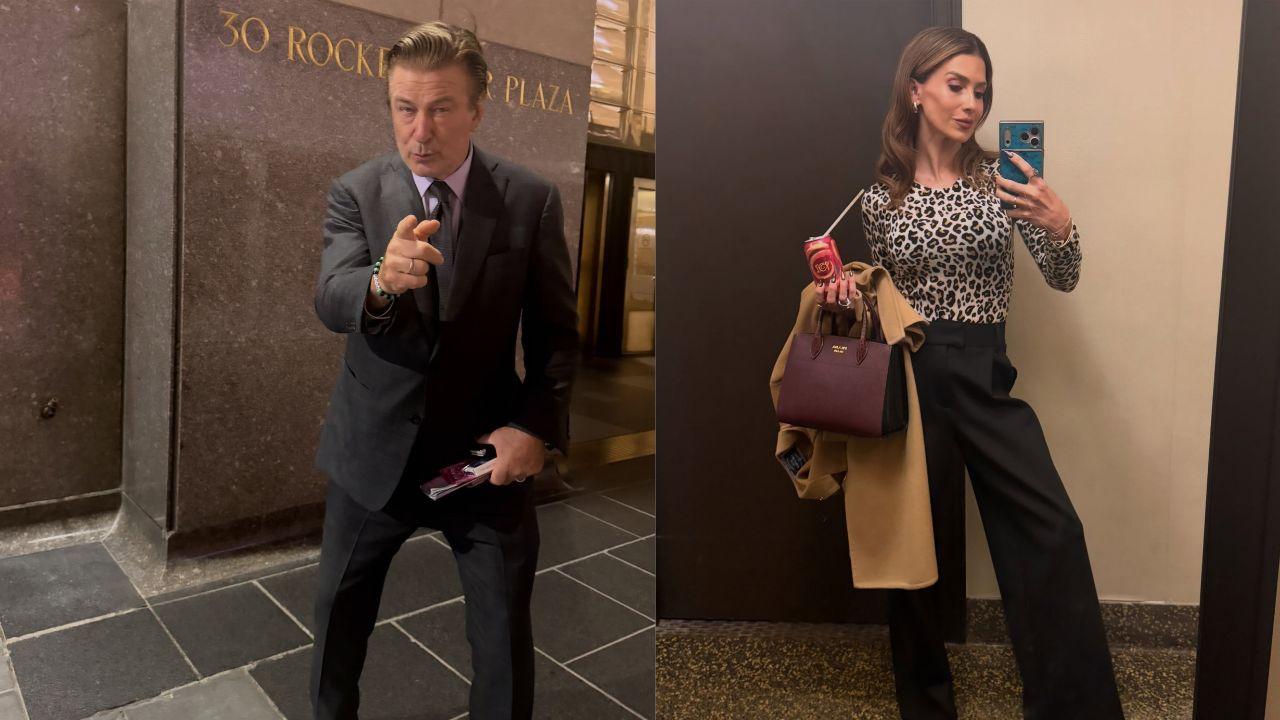 Split image of  Alec Baldwin and Hilaria Baldwin. 