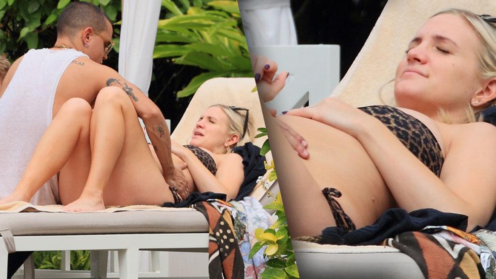 Evan ross rubs ashlee simpson baby bump