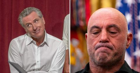 Split image of Gavin Newsom and Joe Rogan