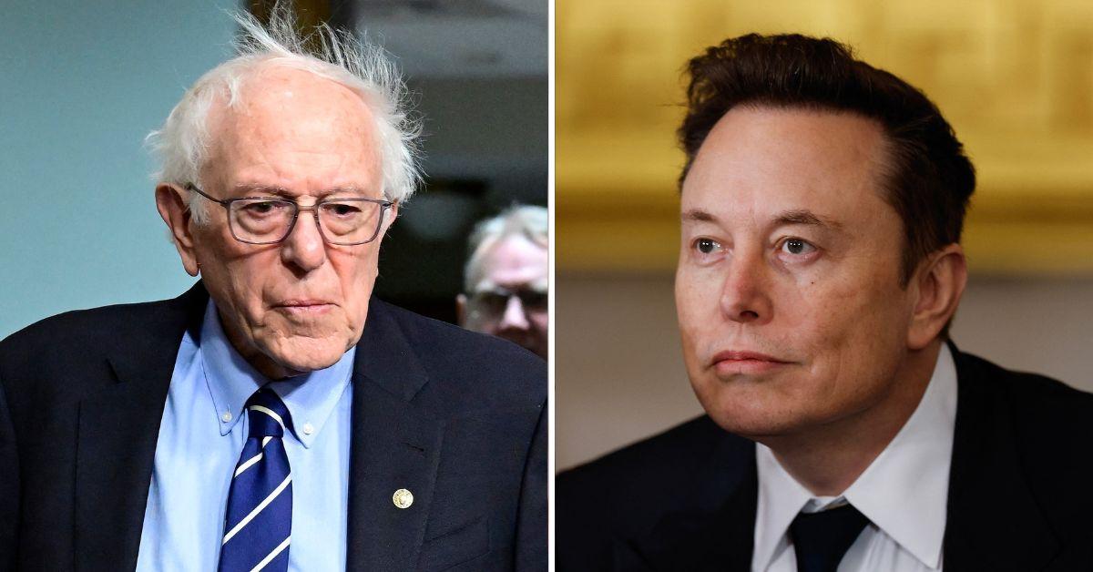 Composite photo of Bernie Sanders and Elon Musk