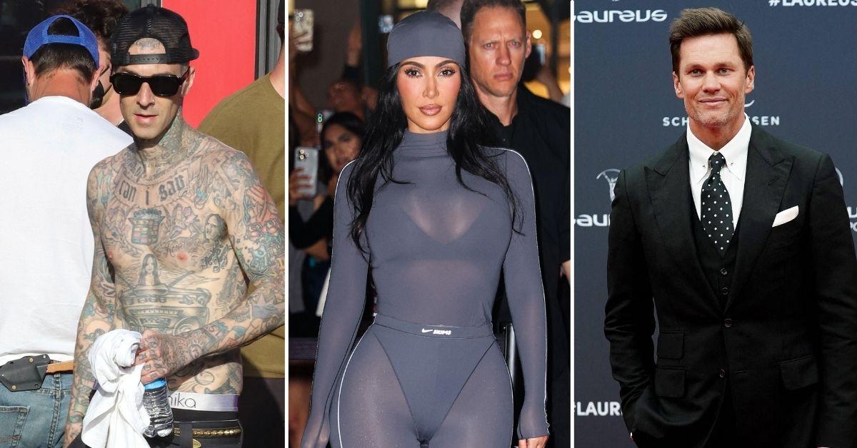 Photo of Travis Barker, Kim Kardashian and Tom Brady