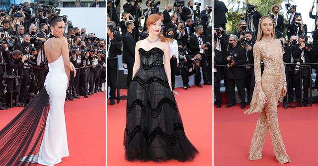 bella hadid jessica chastain candice swanepoel red carpet cannes film festival opening ceremony fashion
