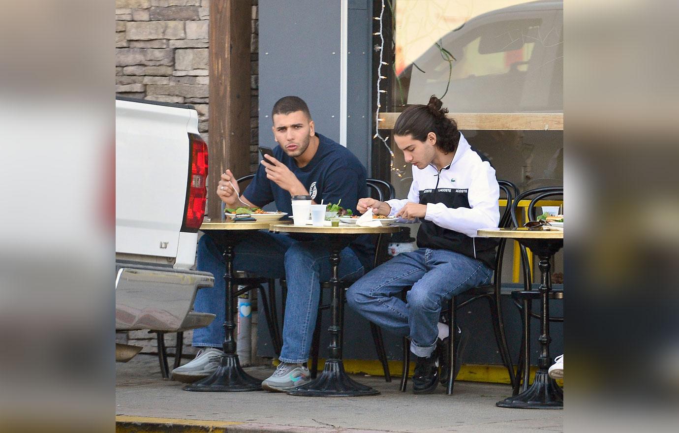 Younes Bendjima Eating Lunch With His Brother