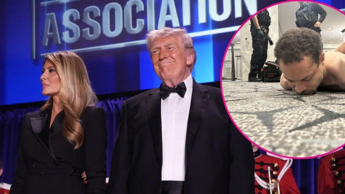 image of Donald and Melania trump and inset of suspect 