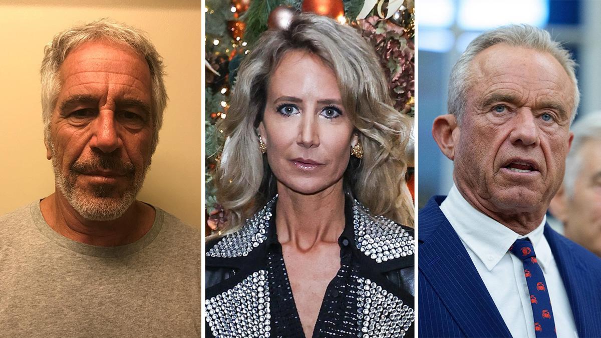 Composite photo of Jeffrey Epstein, Lady Victoria Hervey, Robert F. Kennedy Jr.