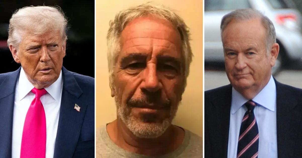 Photo of Donald Trump; picture of Jeffrey Epstein; image of Bill O'Reilly.