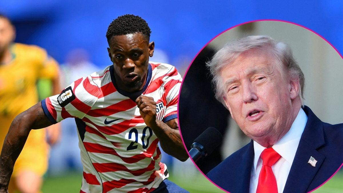 Composite photo of Folarin Balogun and Donald Trump.
