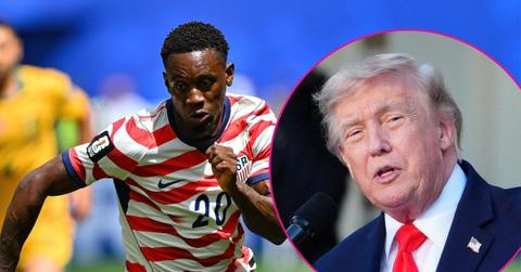 Composite photo of Folarin Balogun and Donald Trump.