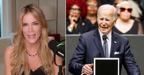 Split photo of Megyn Kelly and Joe Biden.