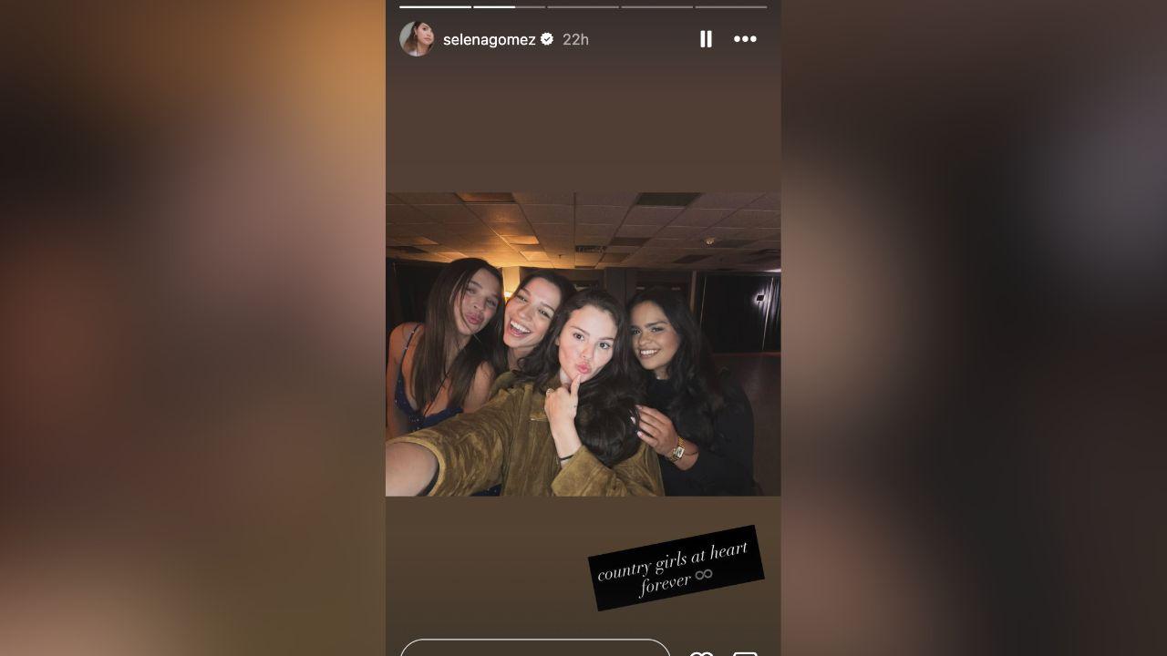 image of Selena Gomez shared a photo of Benny Blanco kissing her during their anniversary celebration.