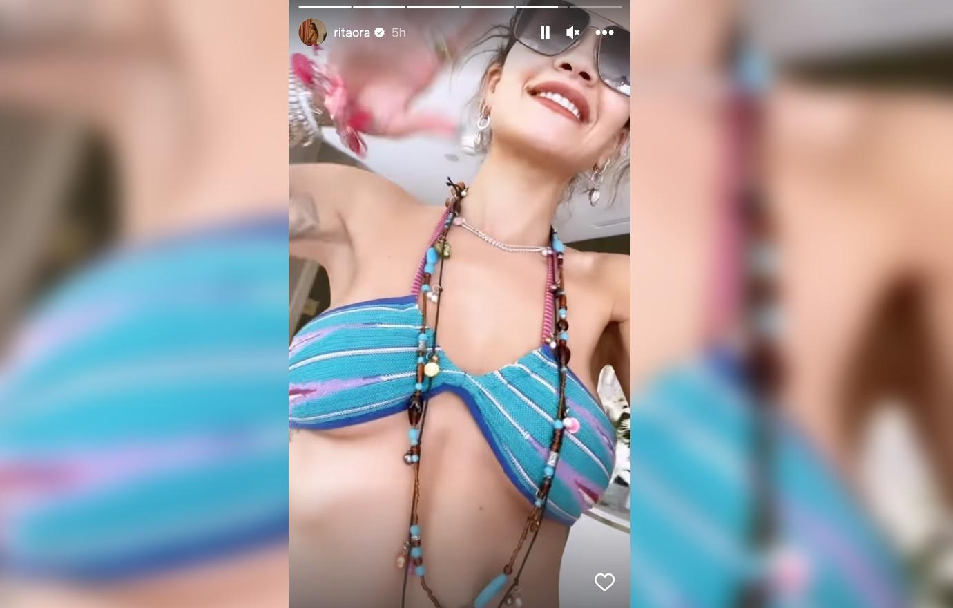 Rita Ora Shows Off Body In Multicolored Bikini: Photos