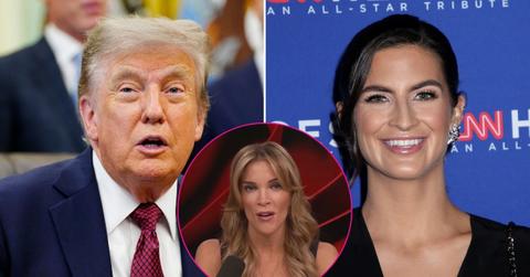Composite photo of Donald Trump, Kaitlan Collins and Megyn Kelly.