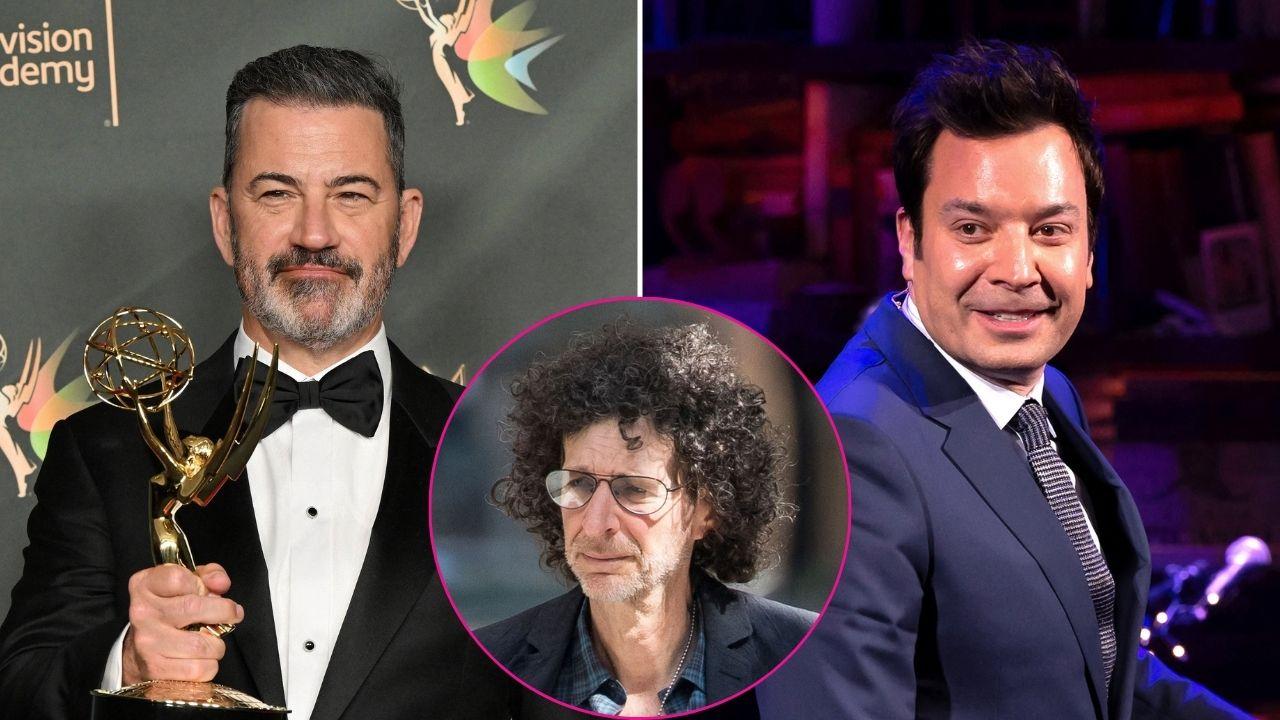 Composite photo of Jimmy Kimmel, Jimmy Fallon and Howard Stern.