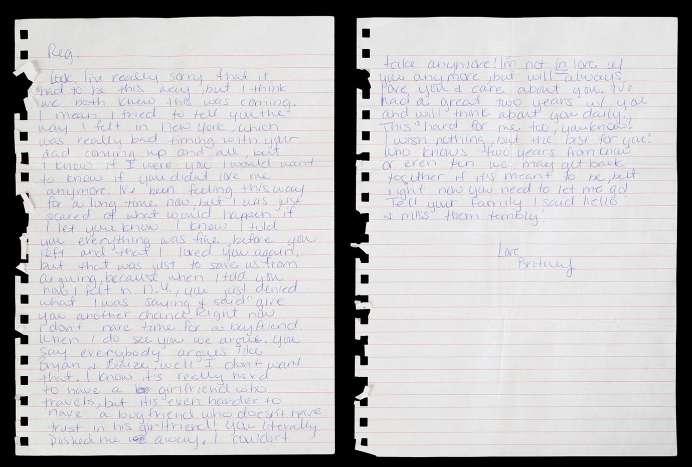 i couldnt take it anymore heartfelt britney spears breakup letter up for auction