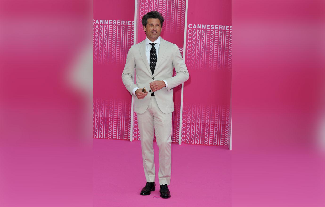 patrick dempsey white suit pink carpet