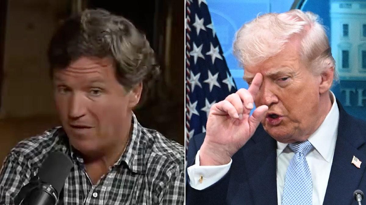 split of Tucker Carlson, Donald Trump. 