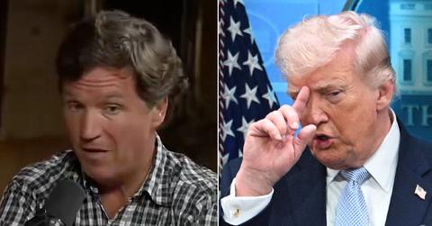 split of Tucker Carlson, Donald Trump.