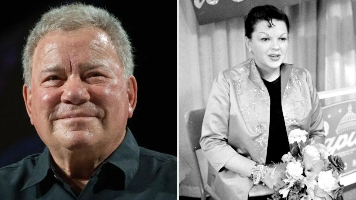 Split photo of William Shatner and Judy Garland