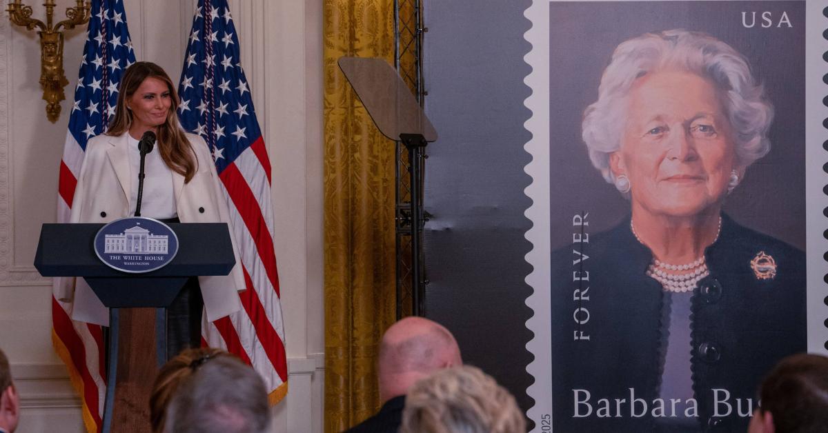 george w bush absent melania trump stamp ceremony mother barbara