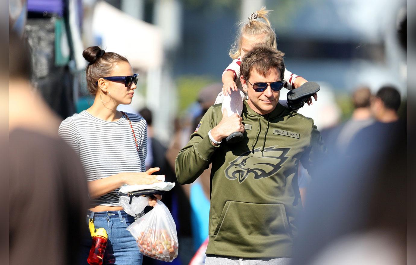 EXCLUSIVE: Bradley Cooper takes daughter and wife Irina to Farmers Market