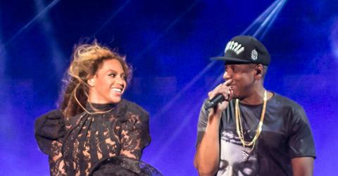 Jay Z and Beyonce perform on stage together during the first stop of the On the Run Tour, Miami