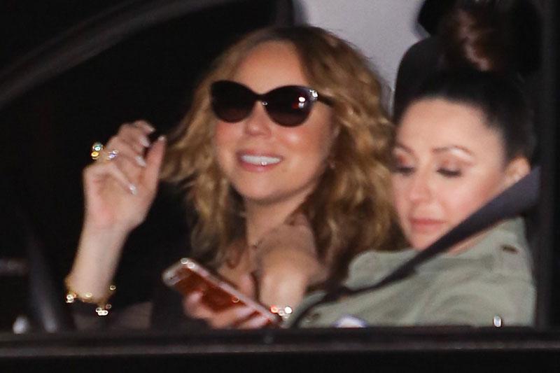 Mariah Carey Exposes Her Lace Bra In Sheer Shirt While Out To Dinner 