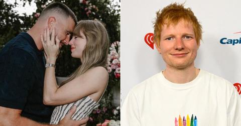 Photo of Travis Kelce, Taylor Swift and Ed Sheeran