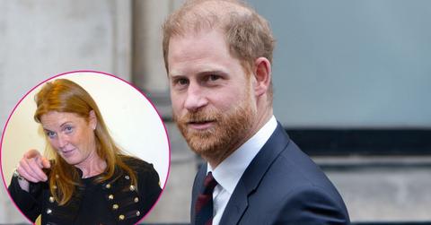 Split photo of Sarah Ferguson and Prince Harry.