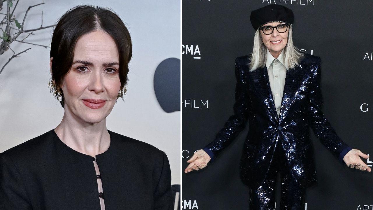 split pic of Sarah Paulson, Diane Keaton.