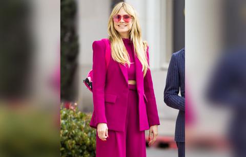 heidi klum pink pant suit los angeles