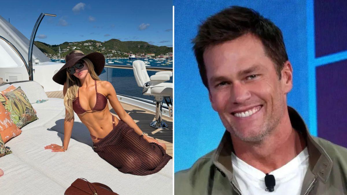 image split of alix Earle and tom Brady