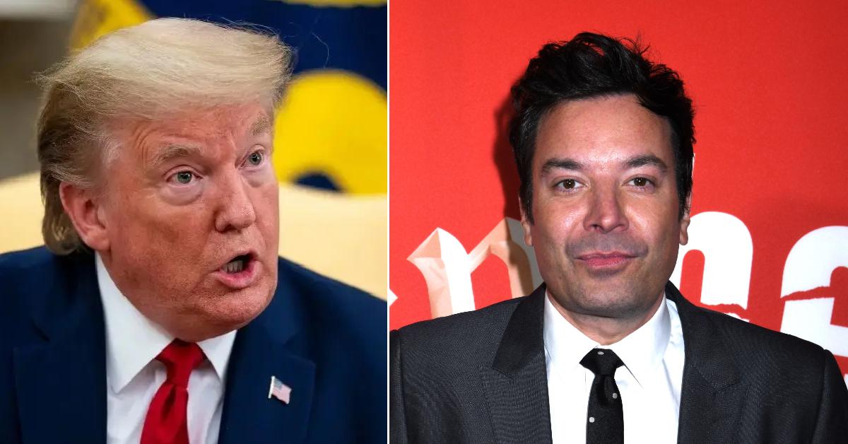 Photo of Donald Trump; picture of Jimmy Fallon.