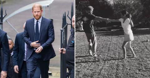 image of prince harry and split of harry and meghan